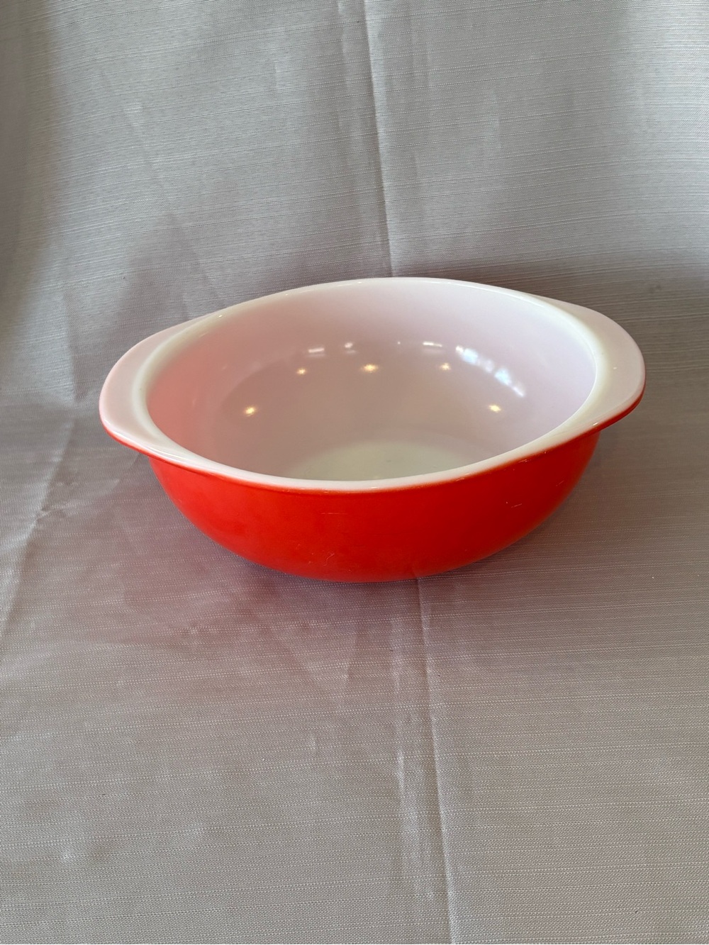 Vintage Pyrex Red Ceramic Serving Bowl with White Interior